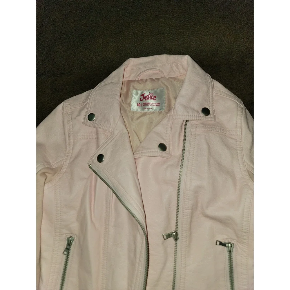 Justice pink faux leather jacket size 10‎ back to school